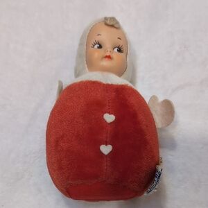 Knickerbocker Rubber Face Baby Doll Plush Musical Chime Roly Poly Vintage Toy